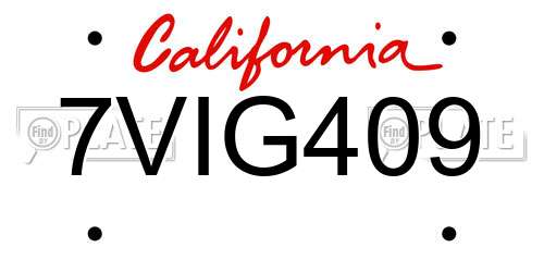7VIG409 California License Plate
