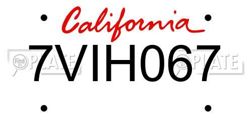 7VIH067 California License Plate