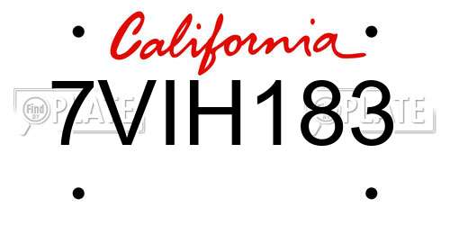 7VIH183 California License Plate