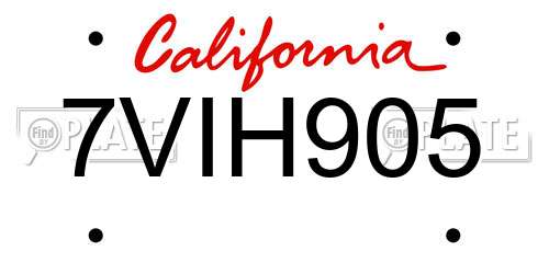 7VIH905 California License Plate