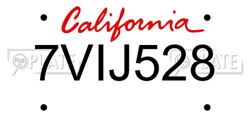 7VIJ528 California License Plate