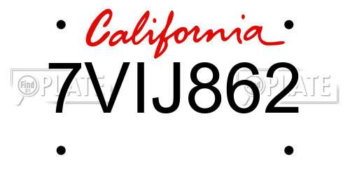 7VIJ862 California License Plate