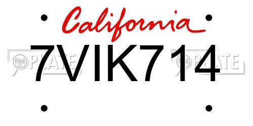 7VIK714 California License Plate