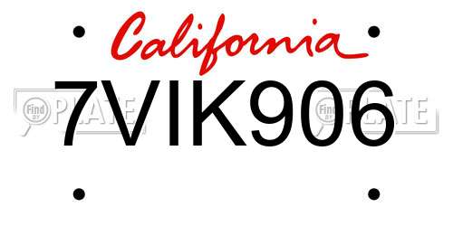 7VIK906 California License Plate