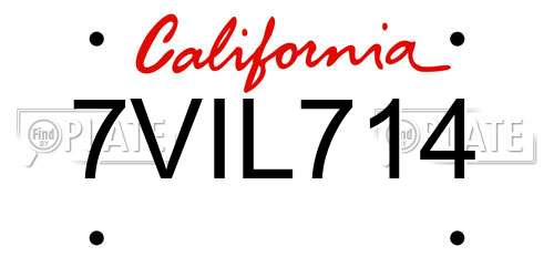 7VIL714 California License Plate