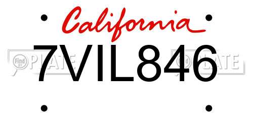 7VIL846 California License Plate