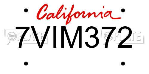 7VIM372 California License Plate