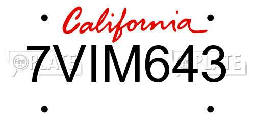 7VIM643 California License Plate