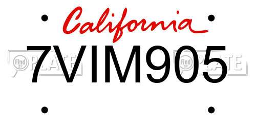 7VIM905 California License Plate
