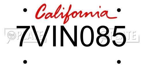 7VIN085 California License Plate