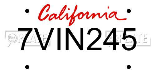 7VIN245 California License Plate