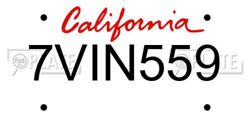 7VIN559 California License Plate