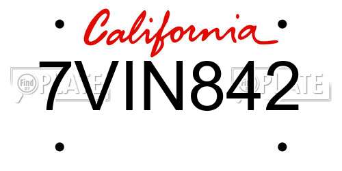 7VIN842 California License Plate