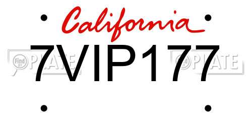 7VIP177 California License Plate