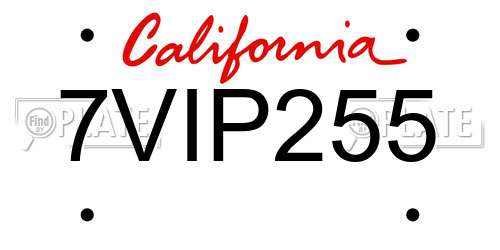 7VIP255 California License Plate