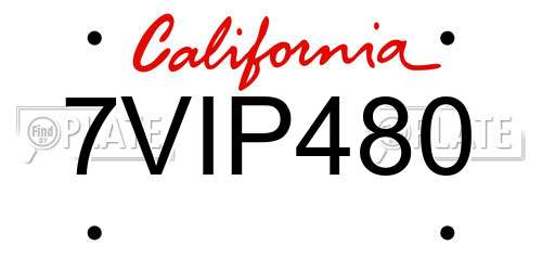 7VIP480 California License Plate
