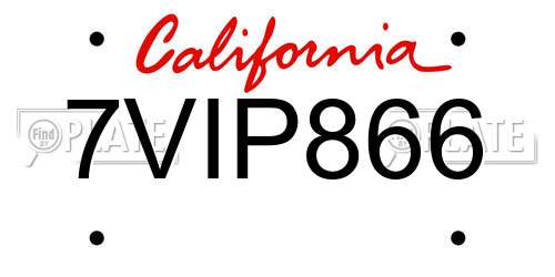 7VIP866 California License Plate
