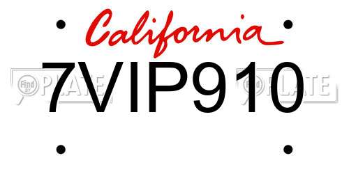 7VIP910 California License Plate