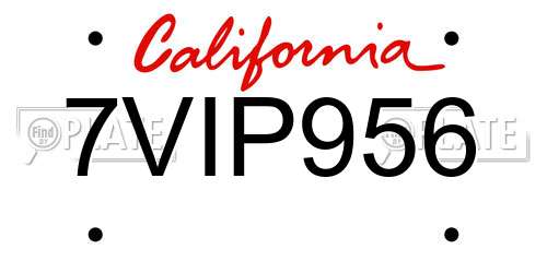 7VIP956 California License Plate