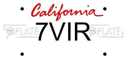 7VIR California License Plate