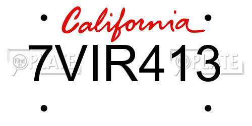 7VIR413 California License Plate