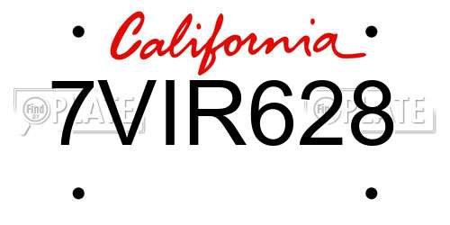 7VIR628 California License Plate