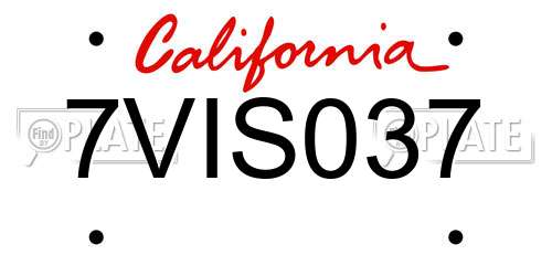 7VIS037 California License Plate