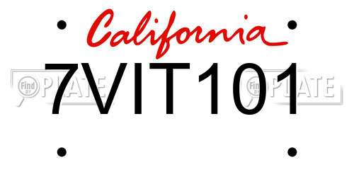 7VIT101 California License Plate