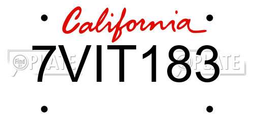 7VIT183 California License Plate