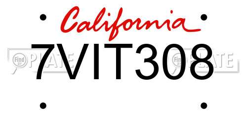 7VIT308 California License Plate