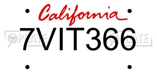 7VIT366 California License Plate