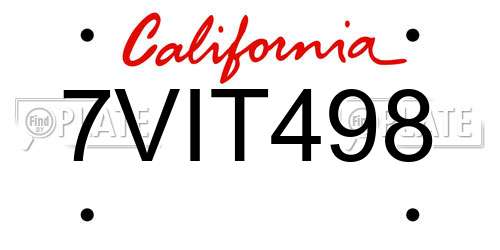 7VIT498 California License Plate