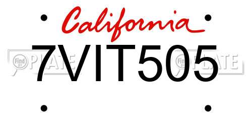 7VIT505 California License Plate