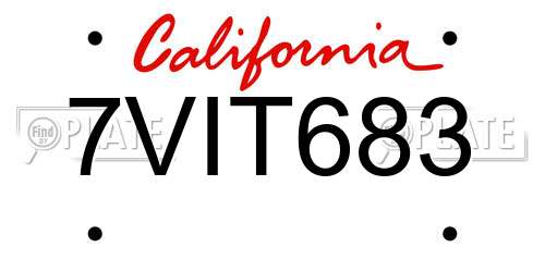 7VIT683 California License Plate