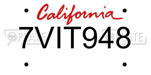 7VIT948 California License Plate