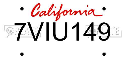 7VIU149 California License Plate