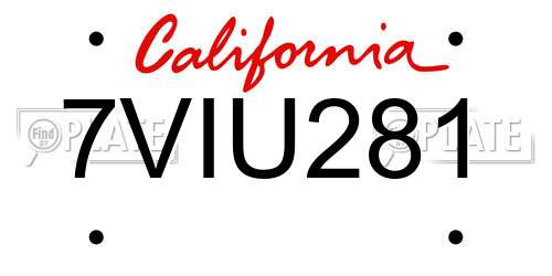 7VIU281 California License Plate
