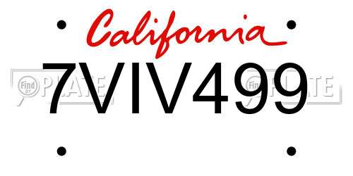 7VIV499 California License Plate