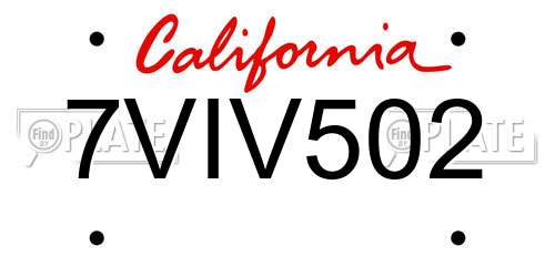 7VIV502 California License Plate