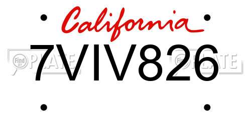 7VIV826 California License Plate