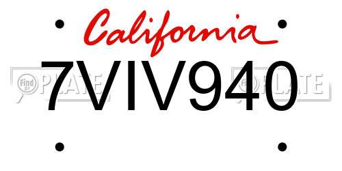 7VIV940 California License Plate