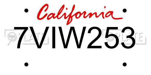 7VIW253 California License Plate