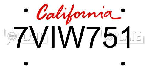 7VIW751 California License Plate