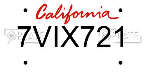 7VIX721 California License Plate