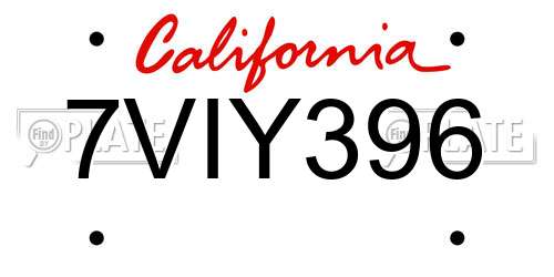 7VIY396 California License Plate
