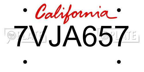 7VJA657 California License Plate