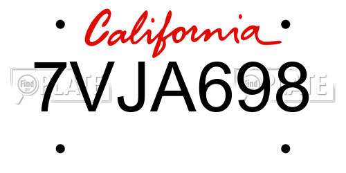 7VJA698 California License Plate