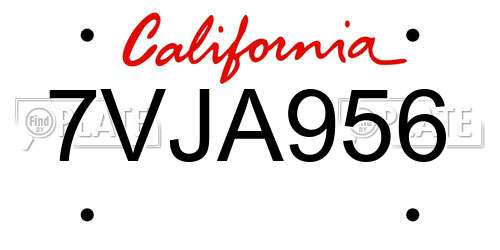 7VJA956 California License Plate