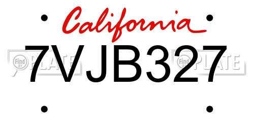 7VJB327 California License Plate
