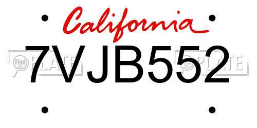 7VJB552 California License Plate